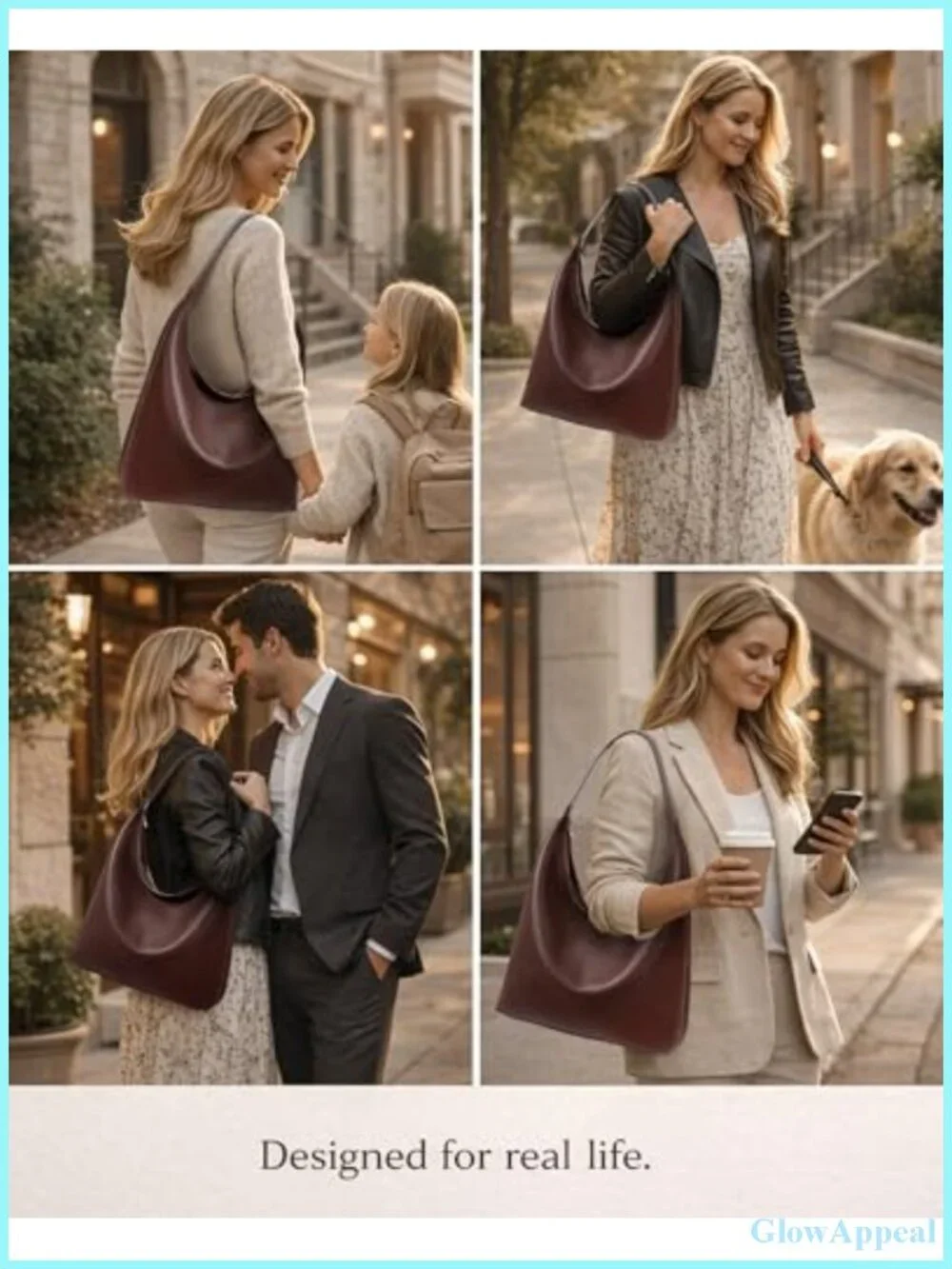 Large Hobo Bag for Women Soft Vegan Leather Shoulder Tote with Zipper